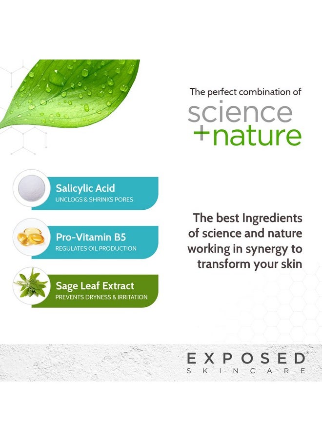 Exposed Skin Care Acne Facial Cleanser - Gentle Face Wash with Salicylic Acid for Acne Prone Skin - Pore Clarifying Acne Treatment for All Ages, Skin Types