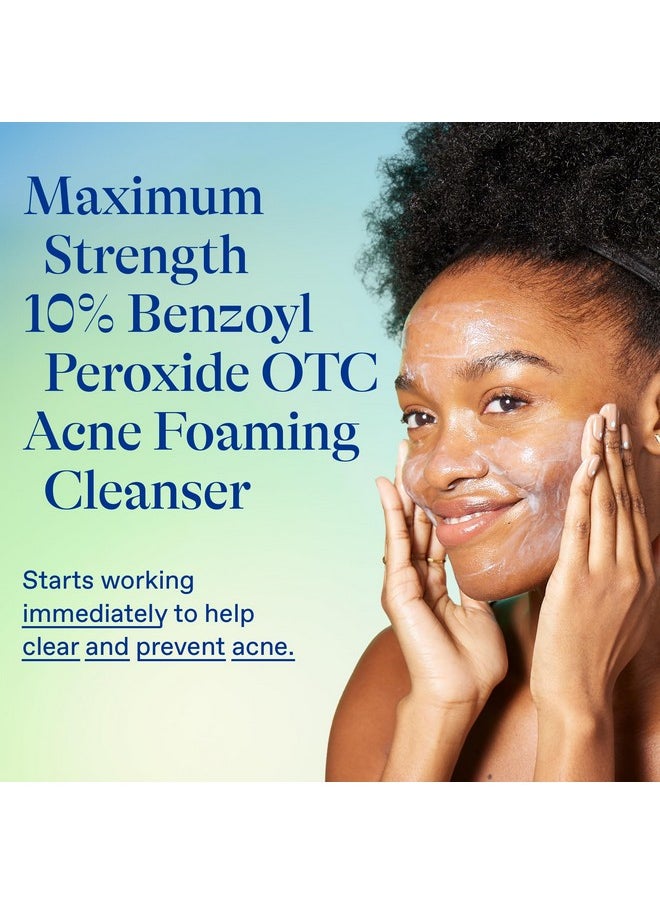 Differin Acne Face Wash with 10% Benzoyl Peroxide, Maximum Strength OTC Acne Foaming Cleanser, Fast Acting Acne Treatment for Face and Body, 5 oz.