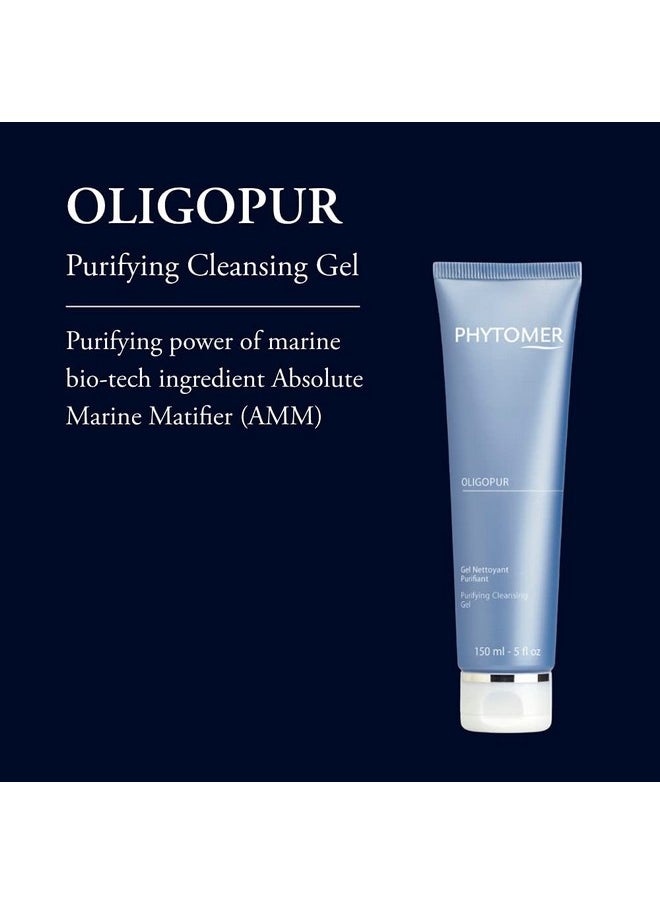 Phytomer Oligopur Purifying Cleansing Gel | Skin Balancing, Oil Absorbing Face Cleanser | Energizing Face Wash Prevents Dull Skin Tone | Safe, Natural Ingredients | Sustainable & Eco-Friendly | 150ml
