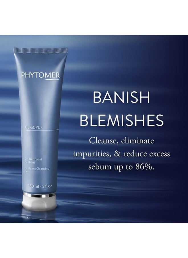Phytomer Oligopur Purifying Cleansing Gel | Skin Balancing, Oil Absorbing Face Cleanser | Energizing Face Wash Prevents Dull Skin Tone | Safe, Natural Ingredients | Sustainable & Eco-Friendly | 150ml