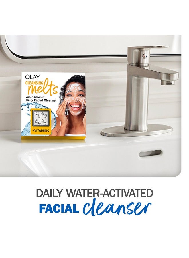 Olay Cleansing Melts + Vitamin C Face Cleanser, 12ct, Water-Activated Face Wash Cleans, Tones, and Refreshes Skin