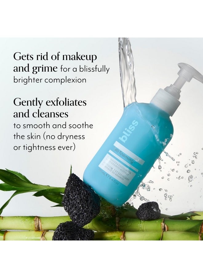 Bliss Fab Foaming 2-In-1 Cleanser and Exfoliator with Bamboo Buffers - 6.4 Fl Oz - Oil-Free Gel Face Wash - Makeup Remover - Vegan & Cruelty Free