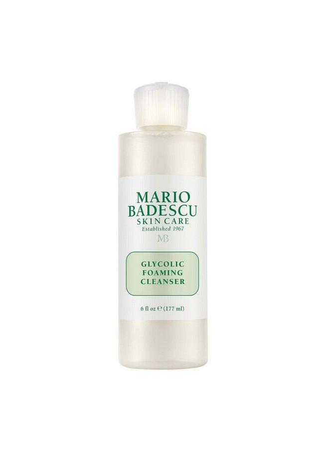 Mario Badescu Glycolic Foaming Cleanser for All Skin Types| Exfoliating Face Wash with Glycolic Acid & Aloe Vera| Visibly Evens Skin Tone & Texture | 6 Fl Oz (Pack of 1)