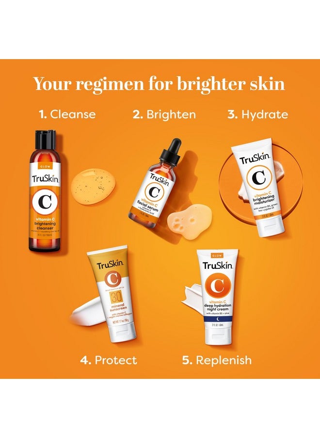 TruSkin Vitamin C Cleanser for Face - Brightening Face Wash with Vitamins C & E, Rosehip Oil, Aloe Vera and MSM - Deep Clean and Refresh for Radiant, Healthy-Looking Skin, 4 fl oz
