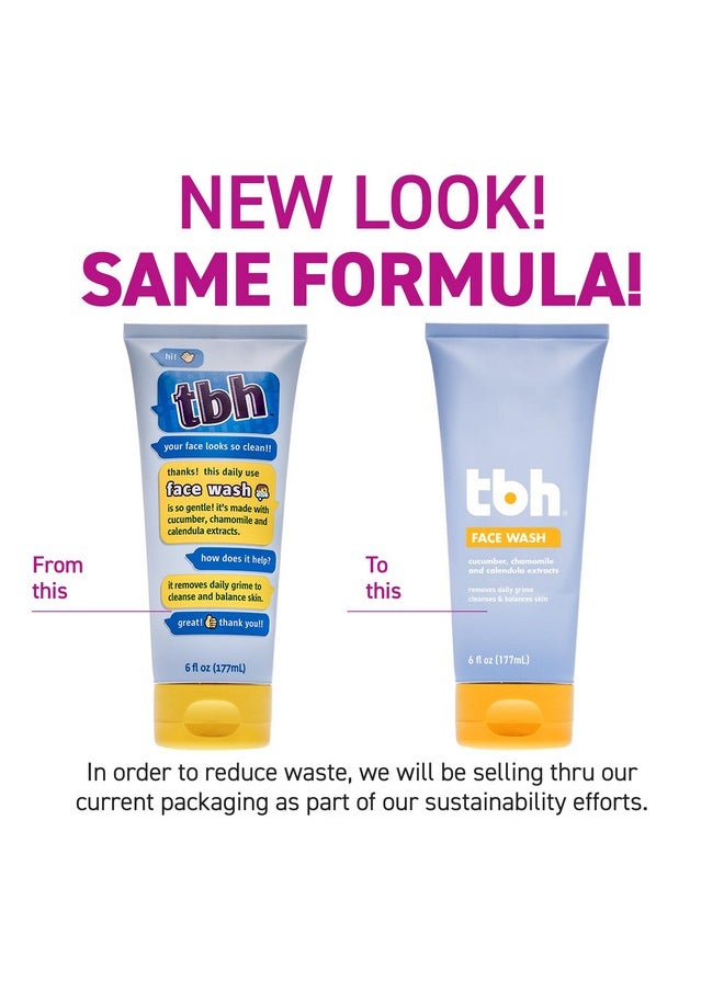 TBH Kids Gentle Gel Face Wash for Kids, Preteens, and Teens with Sensitive Dry Oily Skin - Gentle Facial Cleanser and Hydrating Facewash for Girls and Boys - Sulfate Free, Paraben Free - 6 Oz