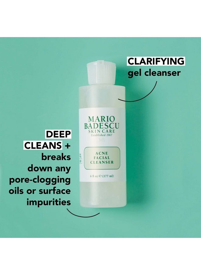Mario Badescu Acne Facial Cleanser for Combination & Oily Skin, Oil-Free Face Wash with Salicylic Acid & Aloe Vera, Deep Pore Clean, 6 Fl Oz (Pack of 1)