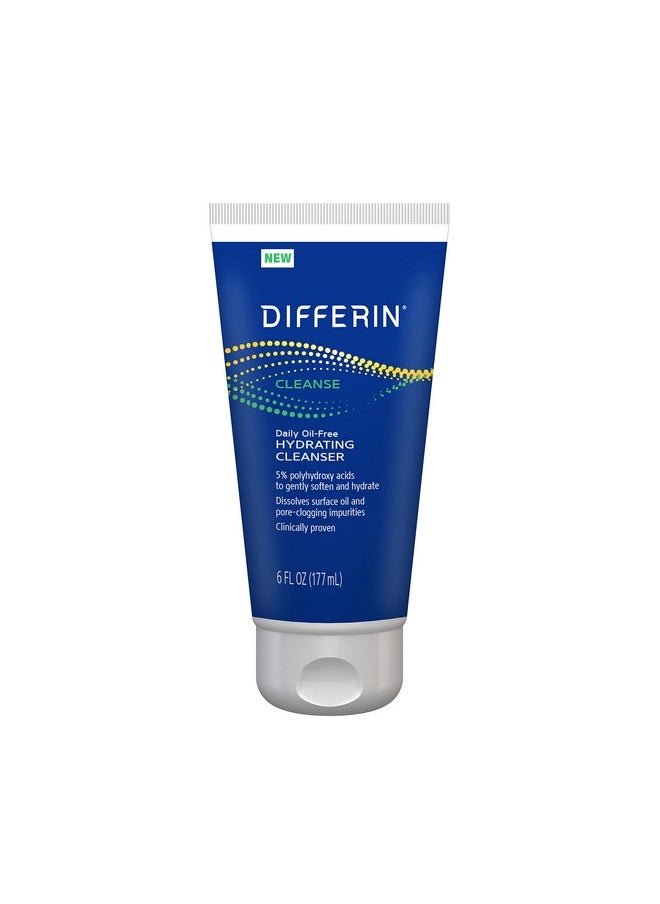 Differin Facial Cleanser, Daily Oil Free Hydrating Face Wash by the makers of Differin Gel, Gentle Skin Care for Acne Prone Skin, PHAs, 6 Oz.