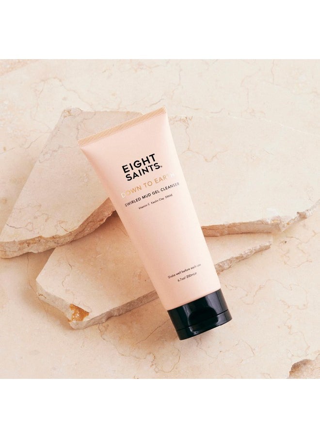 Eight Saints Down To Earth Mud Gel Face Wash, Natural and Organic, Gentle and Effective Daily Anti Aging Facial Cleanser, Makeup Remover, Nourishing and Hydrating Face Cleanser, 6.7 Ounces