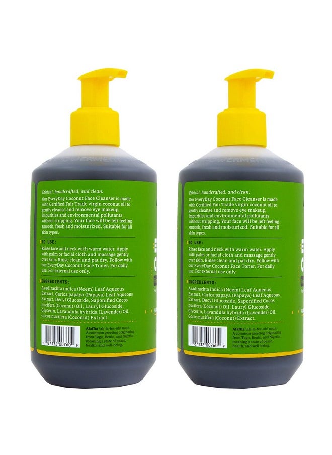 Alaffia Everyday Coconut Face Cleanser for All Skin Types. Leaves Skin Fresh and Hydrated with Fair Trade Coconut Oil & Neem, Vegan, Cruelty Free, No Parabens, Purely Coconut, 2 Pack - 12 Fl Oz Ea