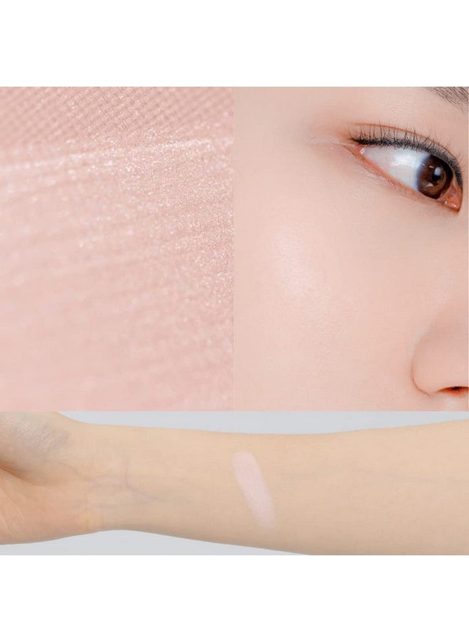 ABOUT TONE Glow Powder Pact 0.28oz - Shining Tone-Up Pressed Powder Compact with Mirror and Puff Natural Peach Pearl Shimmery Blur Finish Face Makeup Setting Finishing Transparent Sebum Control Vegan
