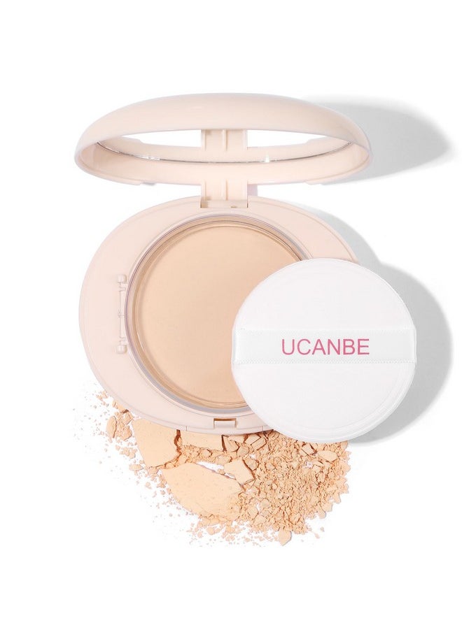 UCANBE 2-in-1 Pressed Face Powder & Foundation Makeup, Matte Oil Control Flawless Setting Powder, Korean Makeup,Waterproof Long Lasting Finishing Powder (Fair)