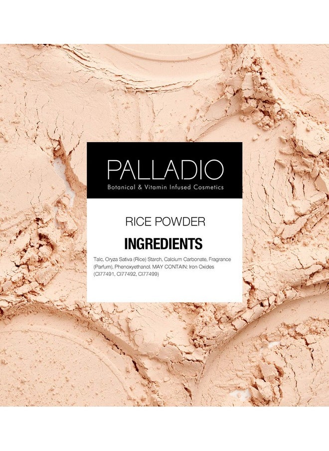 Palladio, Pressed Rice Powder with Mirror Mattifying Makeup Setting that Lasts All Day Instantly Absorbs Oil Works alone or with makeup, Translucent, 0.26 Ounce
