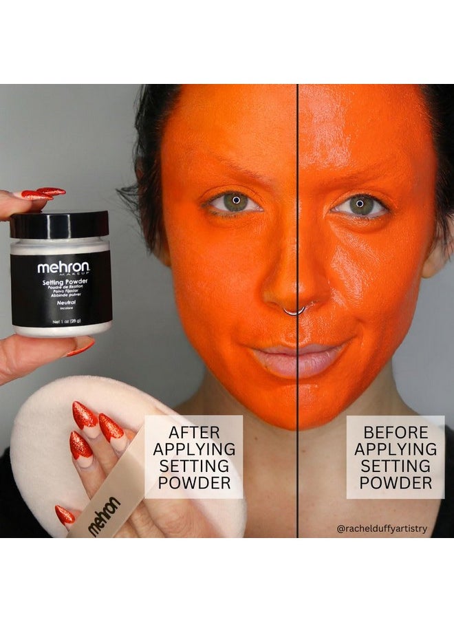 Mehron Makeup Setting Powder | Loose Powder Makeup | Loose Setting Powder Makeup Perfect for Halloween 1 oz (28 g) (Neutral)