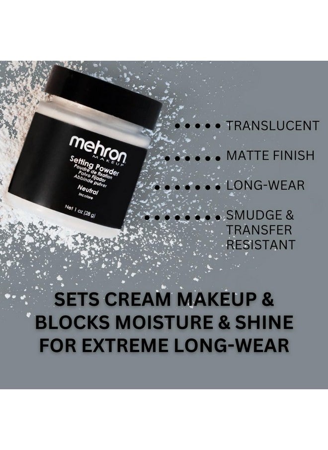 Mehron Makeup Setting Powder | Loose Powder Makeup | Loose Setting Powder Makeup Perfect for Halloween 1 oz (28 g) (Neutral)