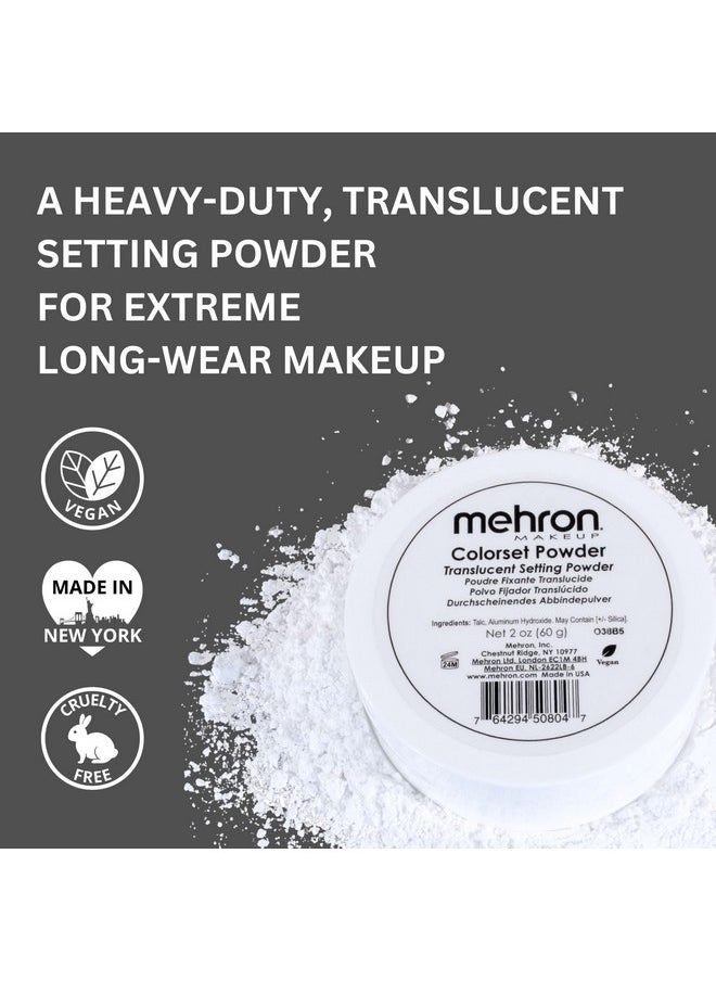 Mehron Makeup Colorset Powder | Translucent Powder Setting Powder | Face Powder For Special Effects, Halloween, & Film 2 oz (60 g)
