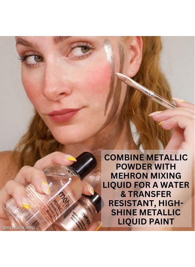 Mehron Makeup Metallic Powder (.17 Ounce) with Mixing Liquid (1 oz) (GOLD)