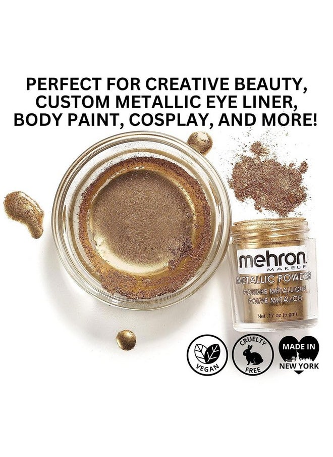 Mehron Makeup Metallic Powder (.17 Ounce) with Mixing Liquid (1 oz) (GOLD)