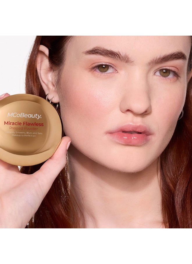 MCoBeauty Miracle Flawless Pressed Powder, Natural Medium Shade, Oil-Control, Soft-Focus Finish with Hydrating Rose Flower Extract & Sweet Almond Oil, Vegan, Cruelty Free Cosmetics