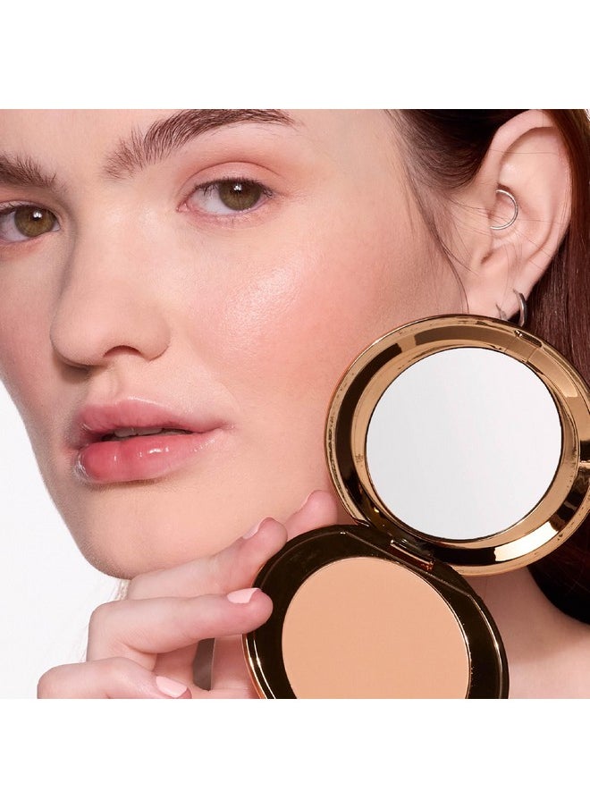 MCoBeauty Miracle Flawless Pressed Powder, Natural Medium Shade, Oil-Control, Soft-Focus Finish with Hydrating Rose Flower Extract & Sweet Almond Oil, Vegan, Cruelty Free Cosmetics