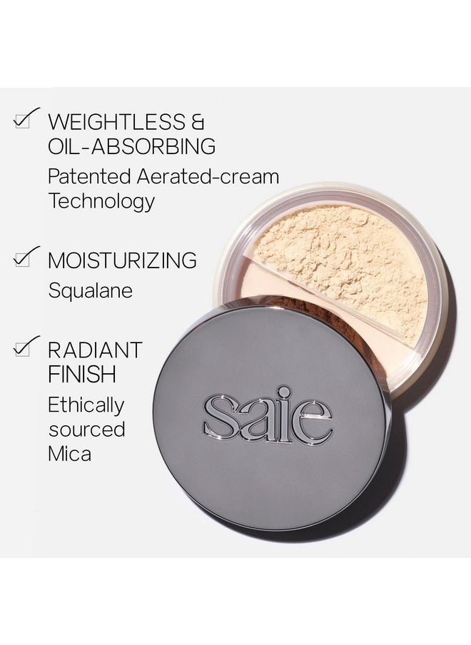 Saie Airset Radiant Loose Setting Powder - Weightless Translucent Powder to Set, Smooth + Diffuse - Formulated with Hydrating Squalane - Translucent (0.14 oz)