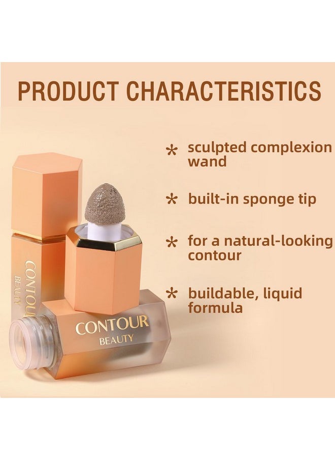 HOSAILY Liquid Contour Stick, Soft Cream Contour Makeup, Liquid Bronzer Face Concealer Matte Contouring with Cushion Applicator, Long Lasting Silky Face Contour Cream Bronzer Contouring Makeup (102)