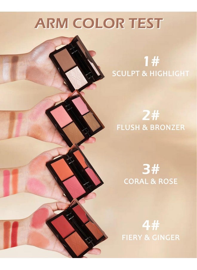 Face Bronzer Contour Blush Powder Palette-2 in 1 Cruelty-Free Buildable Facial Cheek Shimmer Blusher Contour Bronzing Pressed Powder,Blendable Makeup Palette,Thanksgiving Gift Set for Women-02