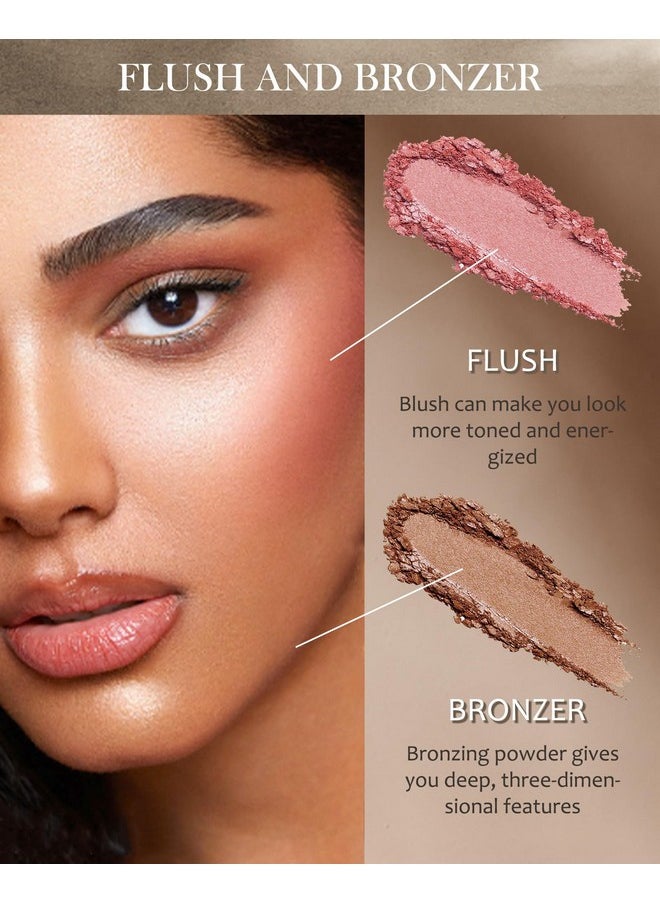 Face Bronzer Contour Blush Powder Palette-2 in 1 Cruelty-Free Buildable Facial Cheek Shimmer Blusher Contour Bronzing Pressed Powder,Blendable Makeup Palette,Thanksgiving Gift Set for Women-02