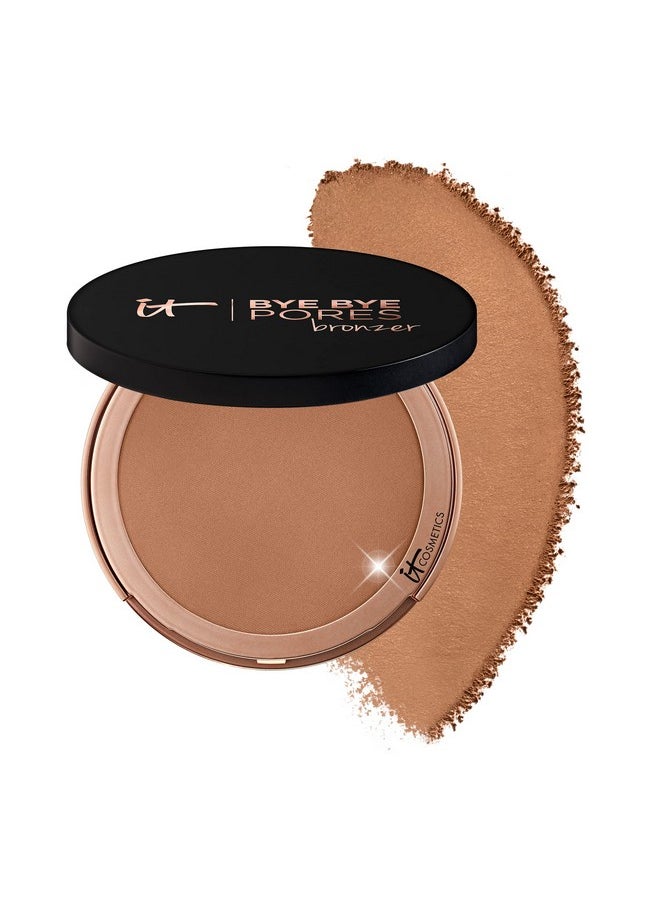 IT Cosmetics Bye Bye Pores Anti-Aging Bronzer, Diffuses Look of Pores + Fine Lines, Sun-Kissed Glow Face Makeup Powder, Oil-Free, Talc-Free, With Hyaluronic Acid - Universal Shade, 0.3 oz