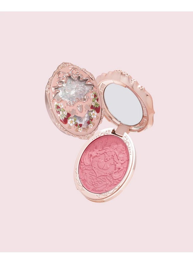 Flower Knows Strawberry Rococo Embossed Blush,Pink Matte Finish,Buildable & Blendable Makeup Blush for cheeks,Soft & Long-lasting for Girls & Women(05 Berry Mary, 5g)