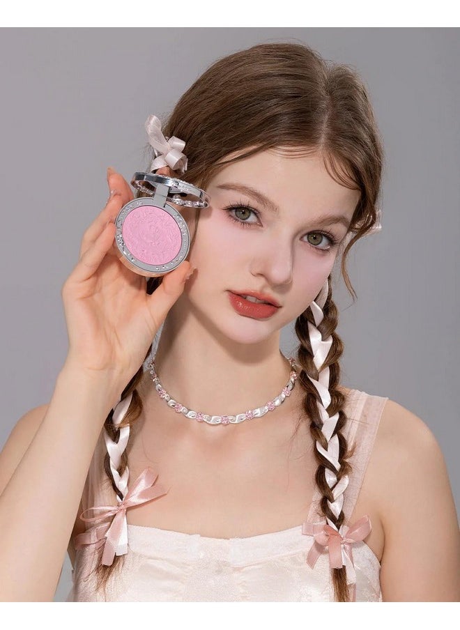 Flower Knows Swan Ballet Embossed Blush,Matte Finish,Buildable & Blendable Makeup Blush for Cheeks,Soft & Long-lasting for Girls & Women(03 Silky Ribbon,5g)