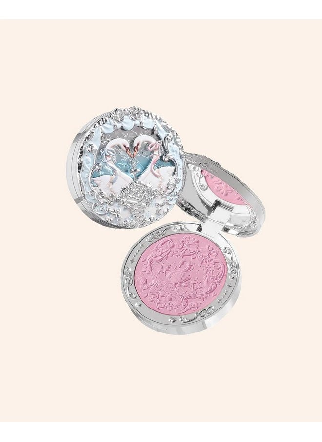 Flower Knows Swan Ballet Embossed Blush,Matte Finish,Buildable & Blendable Makeup Blush for Cheeks,Soft & Long-lasting for Girls & Women(03 Silky Ribbon,5g)