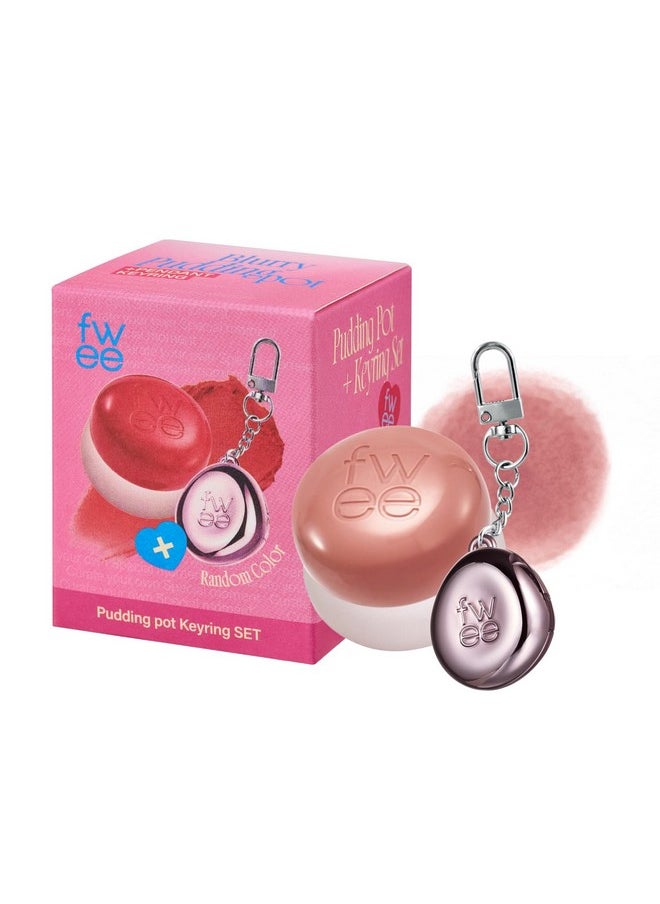 fwee Lip&Cheek Blurry Pudding Pot + Pendant Keyring | Without | Random Colored Keyring | Makeup Blush, Buildable Lightweight, Multi-Use Soft Matte Finish | 5g