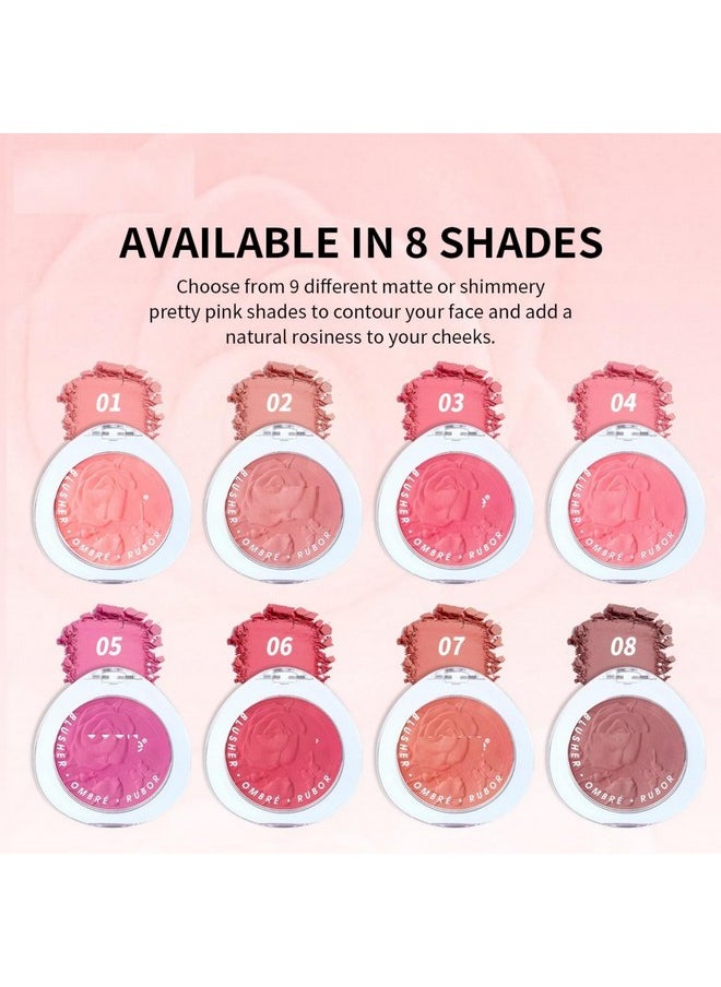 MAEPEOR Matte Face Blush 8 Colors Lightweight Natural Look Face Blush Long-Lasting and Highly Pigmented Powder Blush for Cheeks (Color 08)