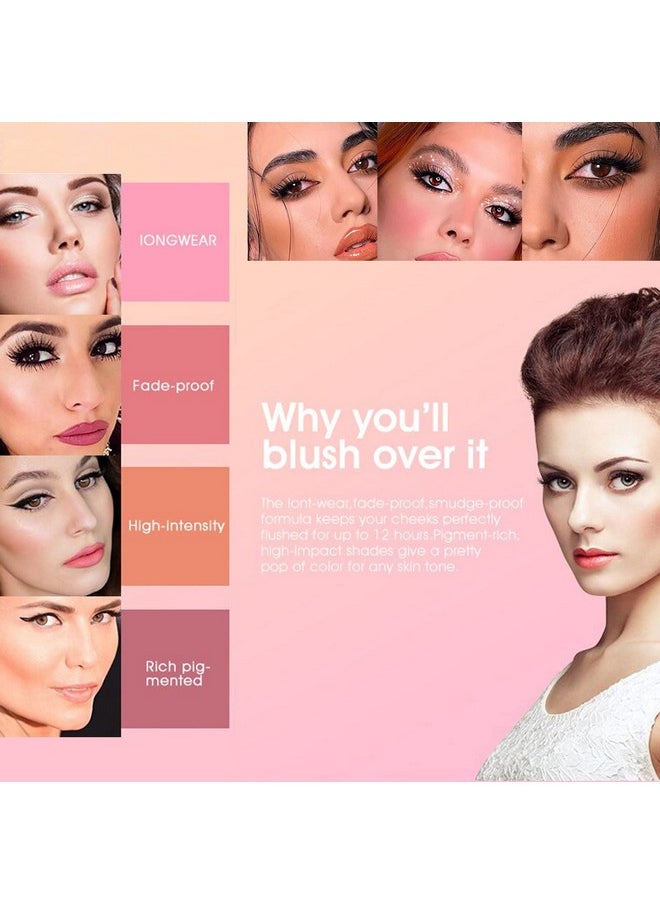 12 Colors Blush Palette,Highlighter Blush Powder Makeup,Long-Wearing,Smudge Proof,Natural-Looking,Blendable Cruelty-Free Matte Finish,Contour and Highlight Blush Palette Face Cosmetics Makeup