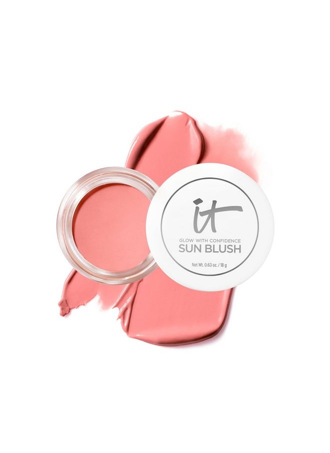 IT Cosmetics Glow with Confidence Sun Cream Blush, Sunlit - Blendable & Buildable Blush + Bronzer for a Pop of Sun-Blushed Color - 24HR Hydration with Hyaluronic Acid, Peptides & Vitamin E- 0.63 oz