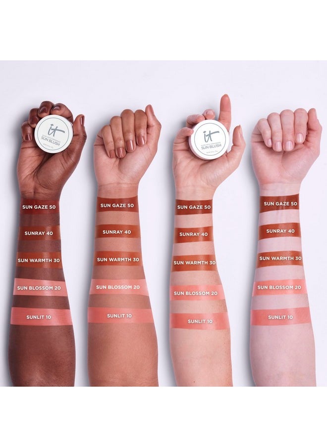 IT Cosmetics Glow with Confidence Sun Cream Blush, Sunlit - Blendable & Buildable Blush + Bronzer for a Pop of Sun-Blushed Color - 24HR Hydration with Hyaluronic Acid, Peptides & Vitamin E- 0.63 oz