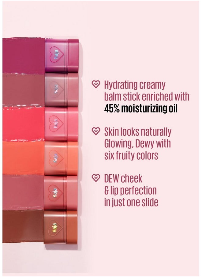 Kaja Dewy Bar - Creamy Multi-Stick Blusher & Lip Balm, Korean Cream Blush Stick for Cheeks and Lips, 45% Moisturizing Oil, Apple Extract, Vitamin-Hyaluronic Acid Infused, 04 Fig Smoothie Sorbet,10g
