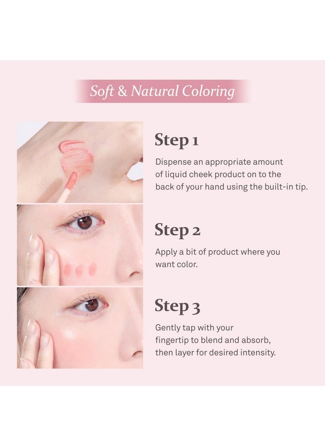 hince Dewy Liquid Cheek 6g Raw Glow Liquid Blush for Cheeks Vegan Dewy Cheek Tint Glass Skin Lightweight Liquid Blush Weightless Watercolor (COOL FLUTTER, LC003)