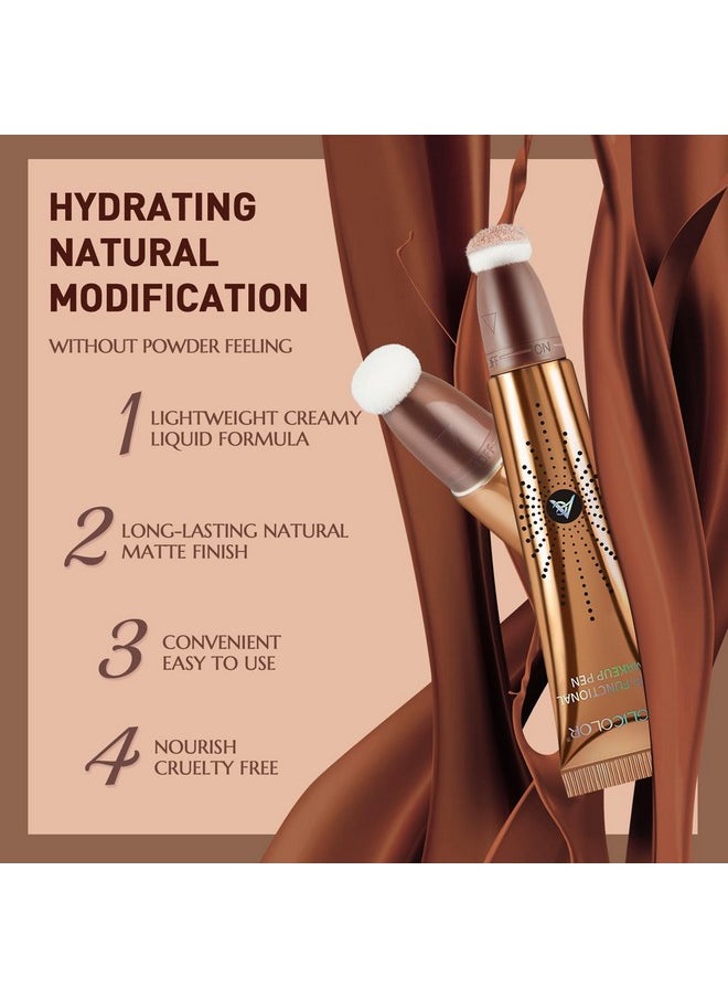 Anglicolor Contour Stick With Cushion Applicator,Liquid Contour Wand,Cream Contour Smooth,Bronzer Stick Lightweight Liquid Bronzer For Face (02#Fair/Medium)