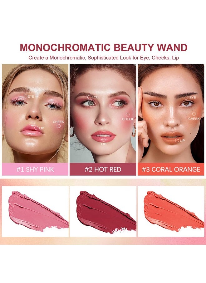 Cream Blush Stick, Monochromatic Blush Beauty Wand for Cheek and Lip Tint with Long Lasting Hydrating Formula, Multi-use Makeup Stick for Blends Perfectly onto Skin, 0.6 oz (1# Shy Pink)