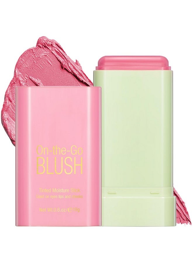 Cream Blush Stick, Monochromatic Blush Beauty Wand for Cheek and Lip Tint with Long Lasting Hydrating Formula, Multi-use Makeup Stick for Blends Perfectly onto Skin, 0.6 oz (1# Shy Pink)