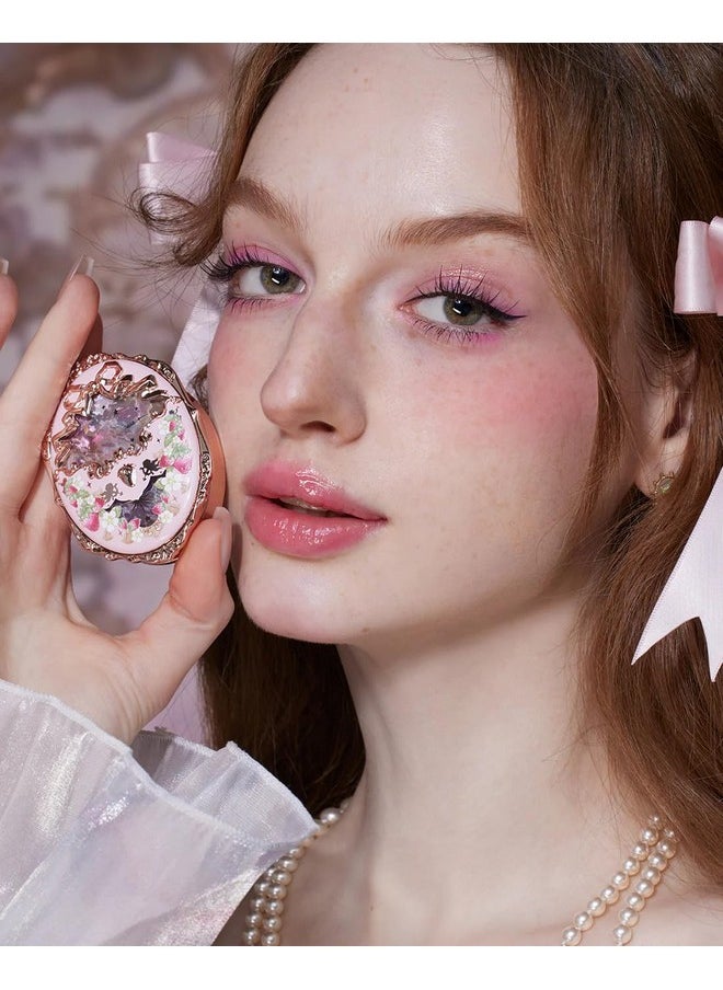 Flower Knows Violet Strawberry Rococo Embossed Blush,Pink Matte Finish,Buildable & Blendable Makeup Blush for cheeks,Soft & Long-lasting for Girls & Women(G01 Romantic Blossom,4.6g)