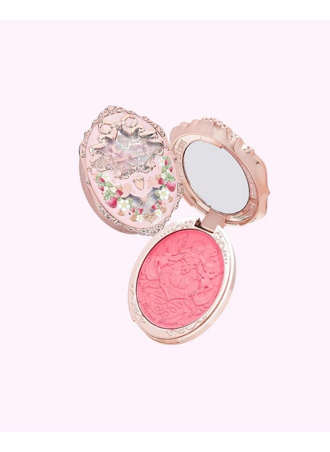 Flower Knows Violet Strawberry Rococo Embossed Blush,Pink Matte Finish,Buildable & Blendable Makeup Blush for cheeks,Soft & Long-lasting for Girls & Women(G01 Romantic Blossom,4.6g)