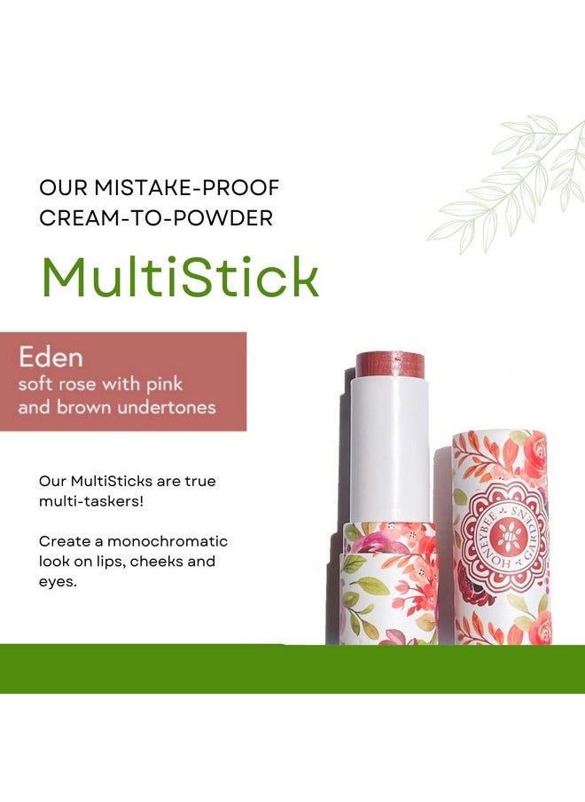 Honeybee Gardens Color Within Reach MultiStick, Eden, Soft Rose, Pink & Brown Undertones, Multipurpose Makeup, Natural Glow, Easy Application, Vegan, Cruelty-Free, Net Wt. 0.2 oz