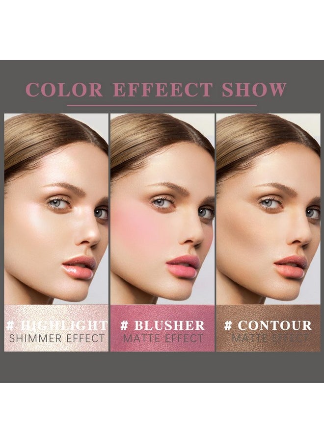 NewBang 3 Pcs Cream Blush Contour Highlighter Stick for Cheeks Eyes Lips Lightweight Dewy Finish Blush Stick Waterproof Long Lasting Contour Stick Trio Wand Face Makeup Set for Girls and Women (2+5+6)