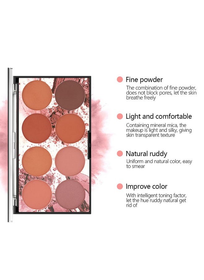 NewBang 8 Colors Blush Palette, Matte Mineral Blush Powder Bright Shimmer Face Blush,Contour and Highlight Blush Palette,Professional Facial Beauty Cosmetic Makeup Blush