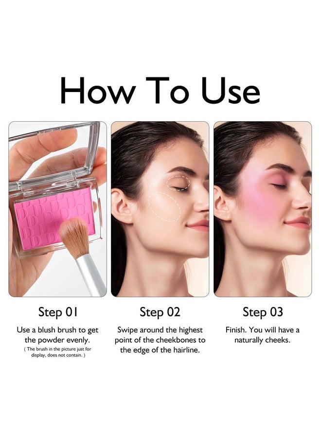 KYDA Pink Blush Powder, Make Up Pink Face Powder Face Blusher, Blendable Formula, Lasting Moisturizing, Ultra Fine Lightweight Texture