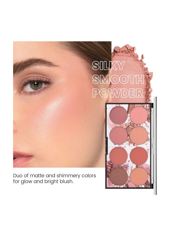KYDA 8 Colors Face Blush Palette, Natural Matte Blush Palette, Smooth Blendable Powder Blush, Multiuse Makeup Palette