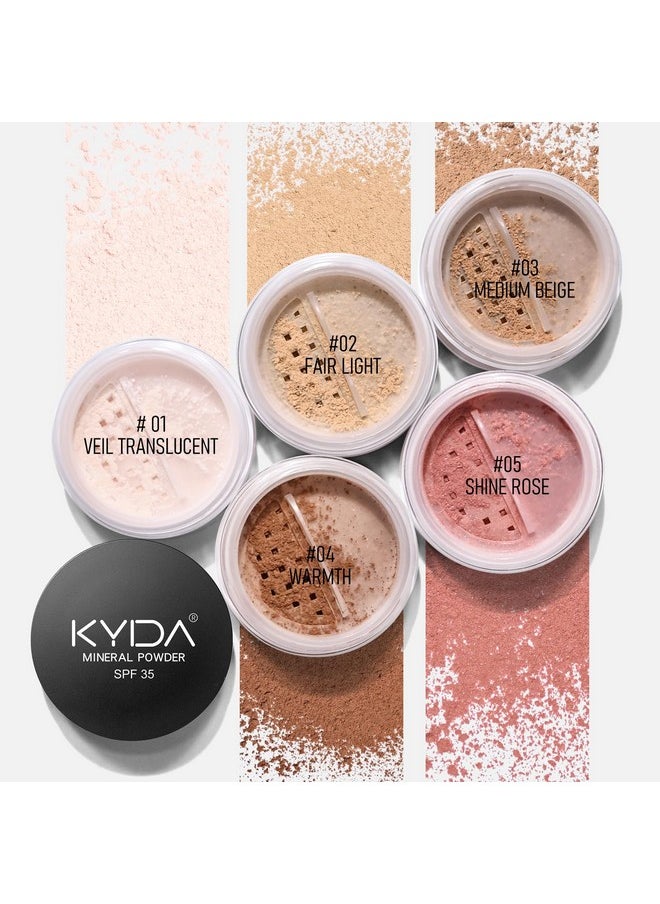 KYDA Mineral Powder Blush, SPF 35, Loose Mineral Blush, Natural Glow Blush Powder, Buildable Coverage for Healthy-looking Color, Lightweight Blendable Formula, Shine Rose
