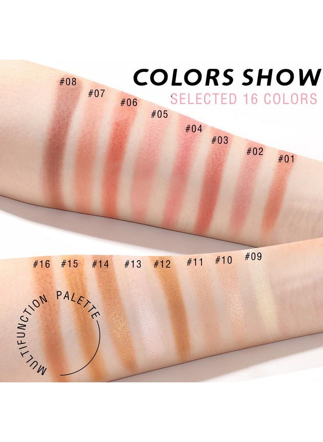NewBang 16 Colors Blush Contour Highlighter Makeup Palette with Brush, Matte Mineral Face Blush Powder for Cheek, Bright Shimmer Illuminator Bronzer Professional Facial Beauty Makeup Blushes Set